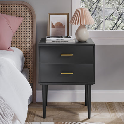 Algherohein Classic Morden Nightstand with 2 Drawers for Bedroom