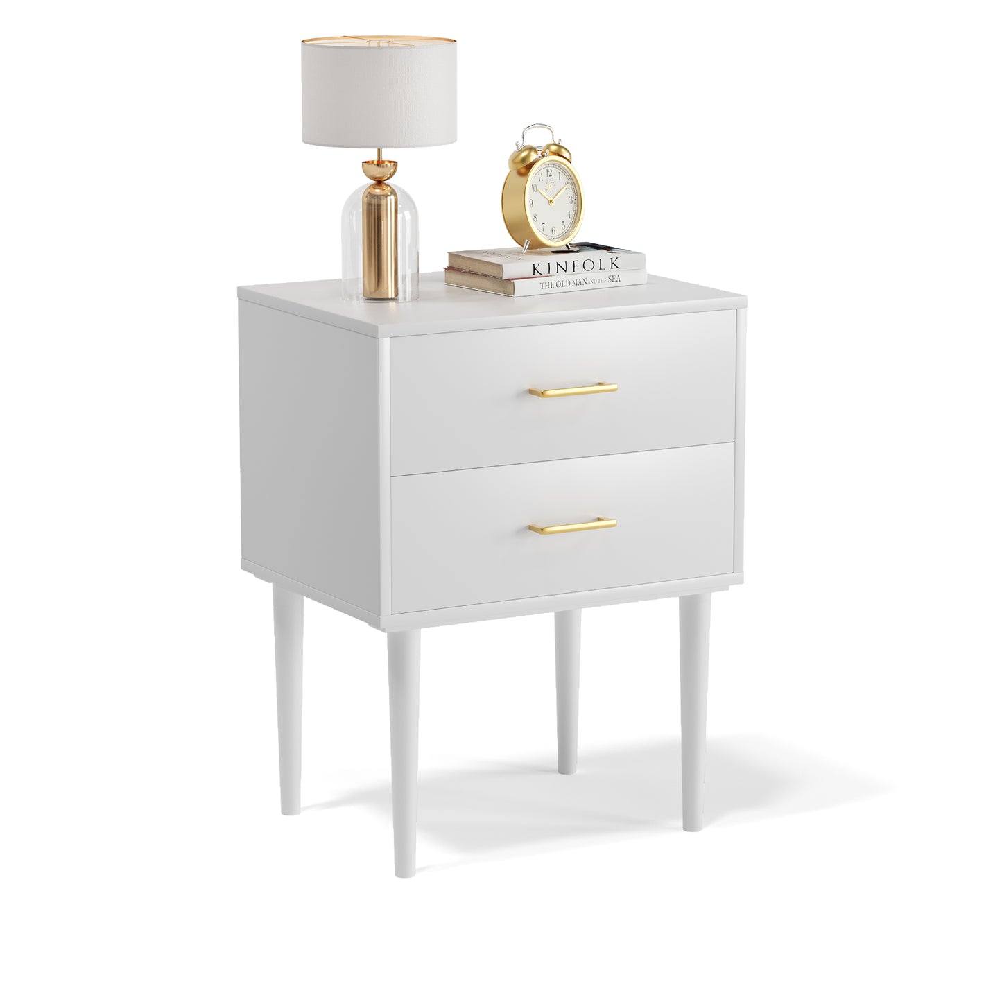 Algherohein Classic Morden Nightstand with 2 Drawers for Bedroom