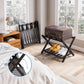 Smart FENDEE Space-Saving Foldable Bamboo Luggage Rack with Shelf