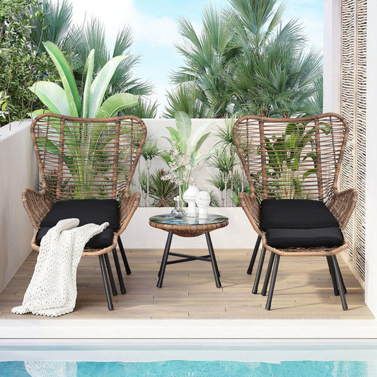Outdoor Patio 5-Piece Rattan Conversation Set