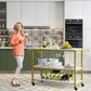 Multifunctional Metal Bar Cart with 3-Tier Gold Bar Cart for Home