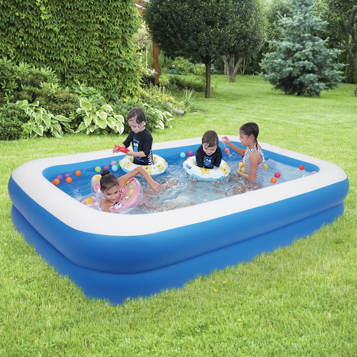 Semiocthome 102" x 70" x 22" Inflatable Swimming Pool - Wall Thickness 0.3mm Blue