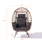 Wicker Egg Chair, Oversized Indoor Outdoor Lounger for Patio, Backyard, Living Room w/ 5 Cushions, Steel Frame, 440lb Capacity - Dark Grey