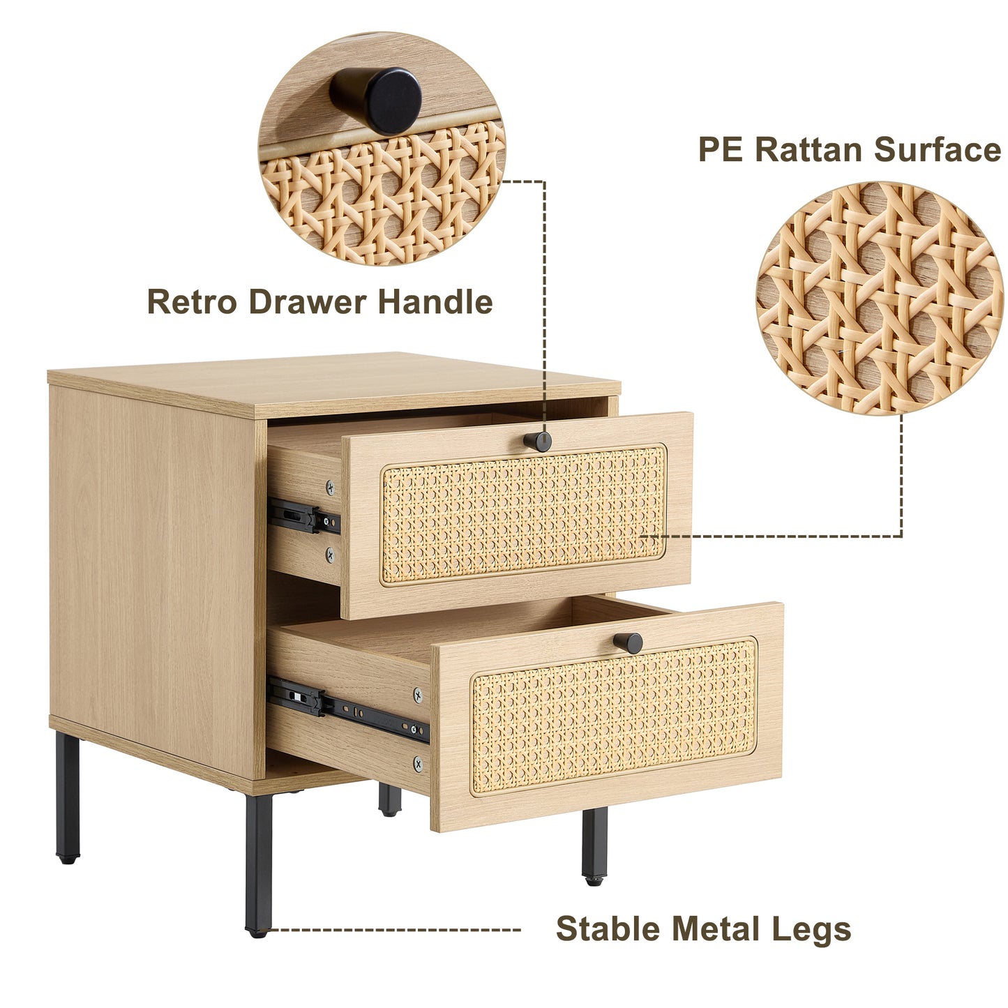 Modern simple storage cabinet MDF Board bedside cabinet rattan bedside cabinet Small household furniture bedside table