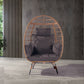 Wicker Egg Chair, Oversized Indoor Outdoor Lounger for Patio, Backyard, Living Room w/ 5 Cushions, Steel Frame, 440lb Capacity - Dark Grey