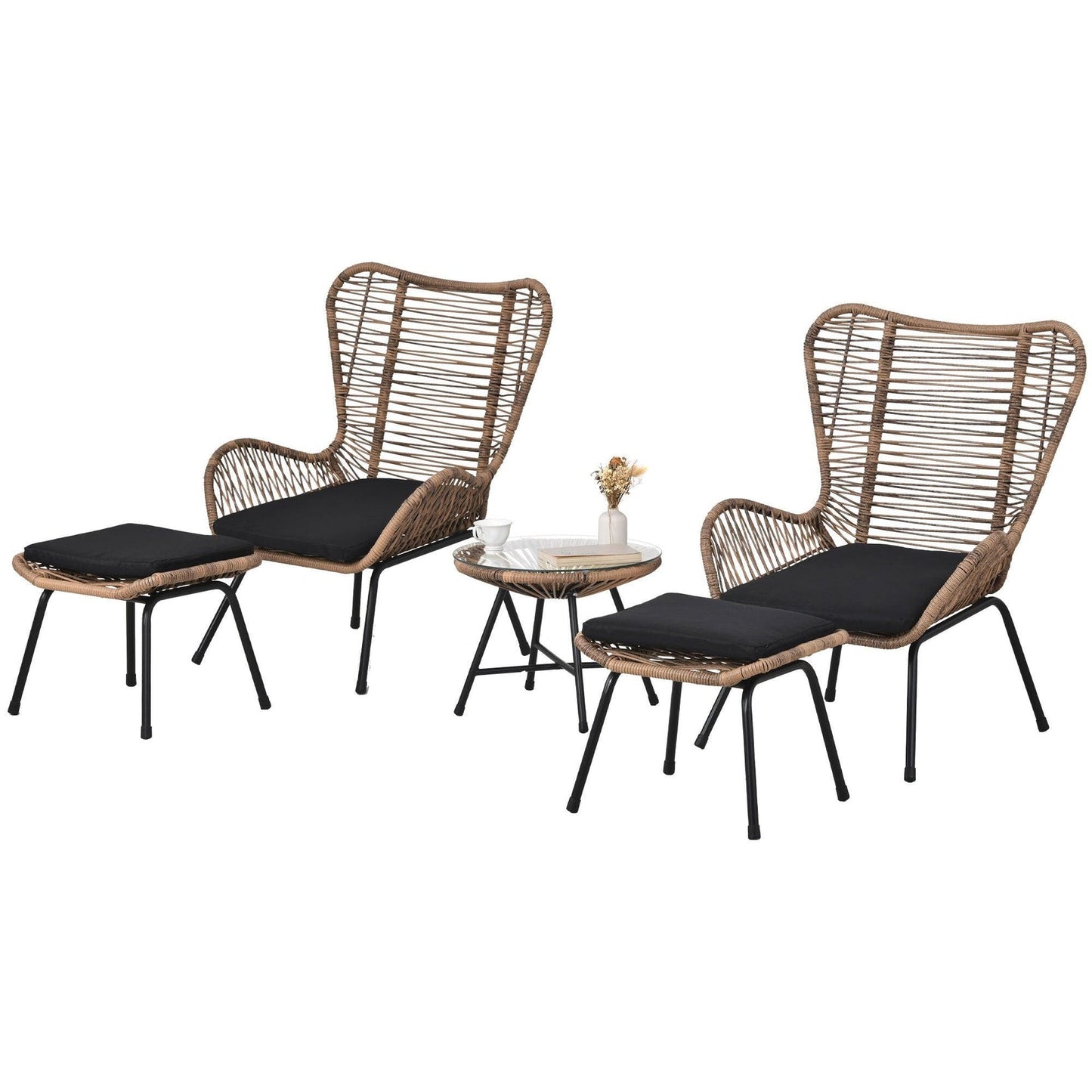 Outdoor Patio 5-Piece Rattan Conversation Set