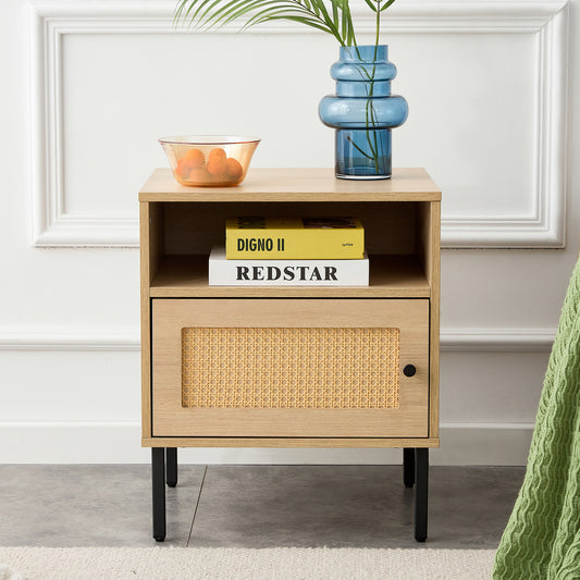 Modern simple storage cabinet MDF Board bedside cabinet rattan bedside cabinet Small household furniture bedside table