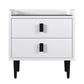 Nightstand with Wireless Charging Station,USB Charging and Adjustable LED Lights, Modern End Table with 2 Drawers for Bedroom,White