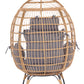 Wicker Egg Chair, Oversized Indoor Outdoor Lounger for Patio, Backyard, Living Room w/ 5 Cushions, Steel Frame, 440lb Capacity - Light Grey