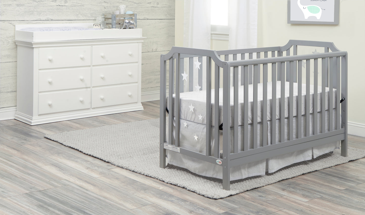 Semiocthome Celeste 3-in-1 Convertible Island Crib Light Gray