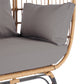 Wicker Egg Chair, Oversized Indoor Outdoor Lounger for Patio, Backyard, Living Room w/ 5 Cushions, Steel Frame, 440lb Capacity - Light Grey